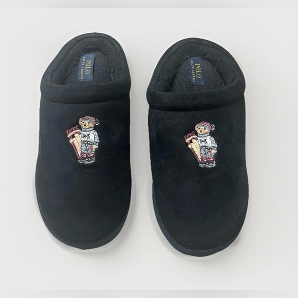 Polo Ralph Lauren Other - Polo Ralph Lauren Slippers Sledding Bear Black Slip On Men Sz 9 Comfort Classic